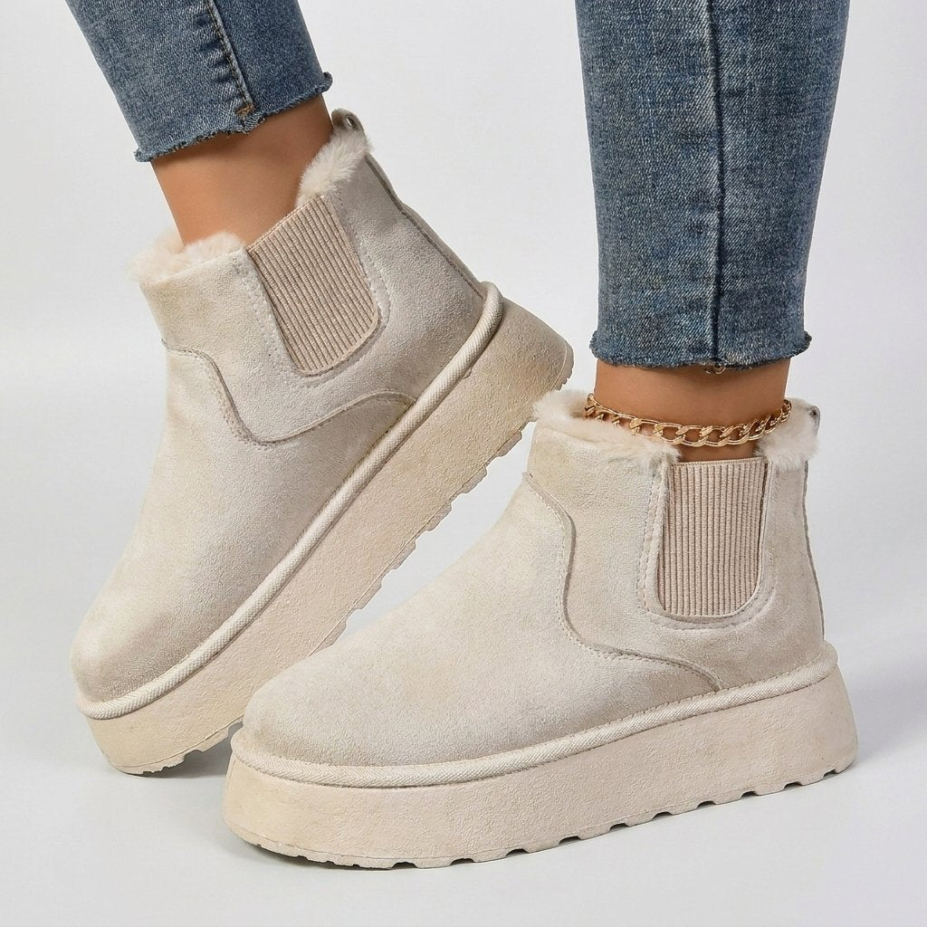 Women's Platform Chelsea Snow Boots - Cream