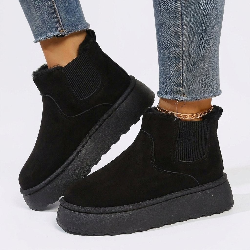 Women's Platform Chelsea Snow Boots - Black