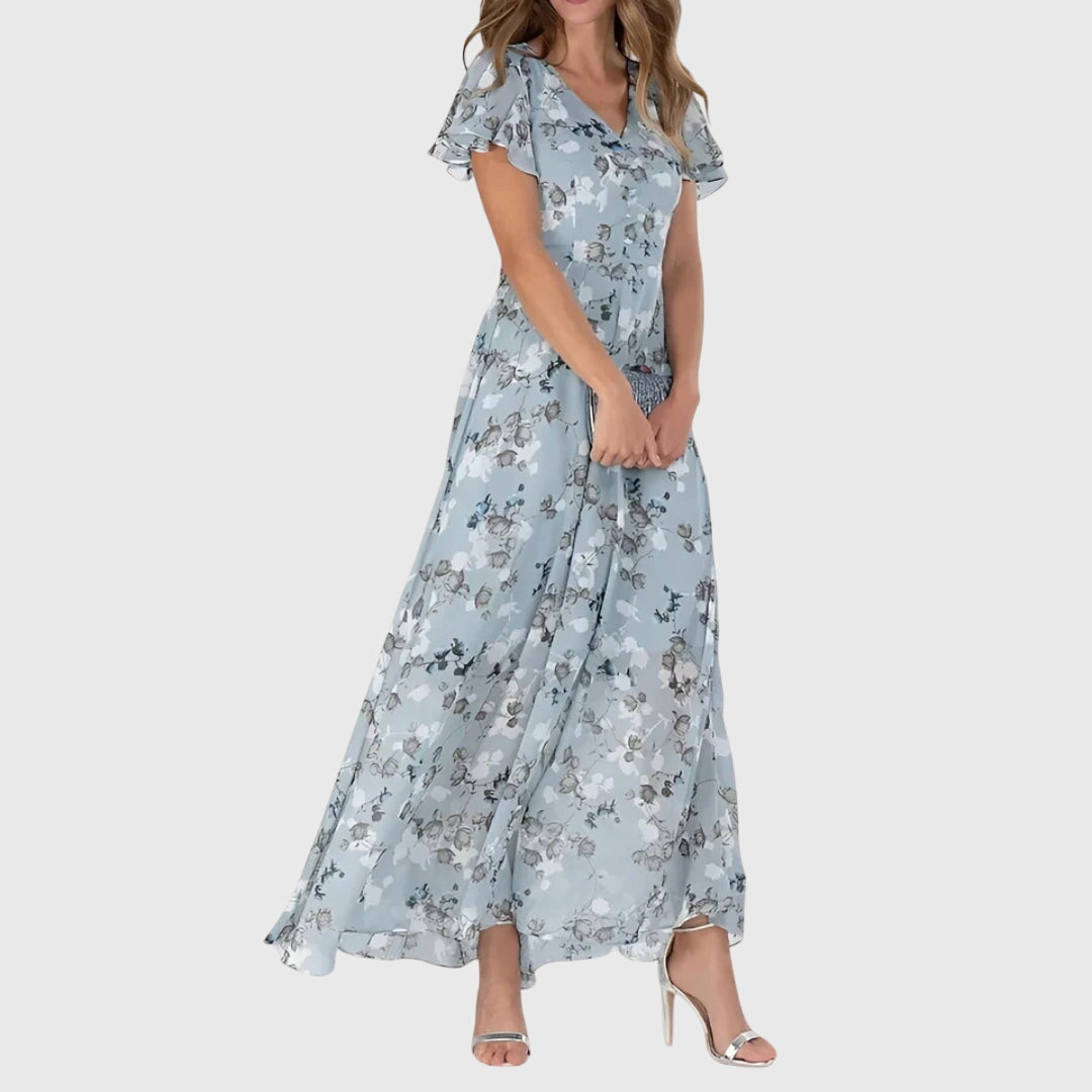 Natalie Women's Floral Chiffon Wrap Maxi Dress 2
