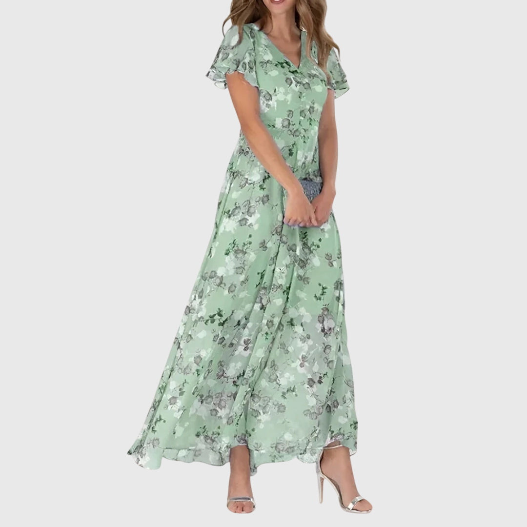 Natalie Women's Floral Chiffon Wrap Maxi Dress 3