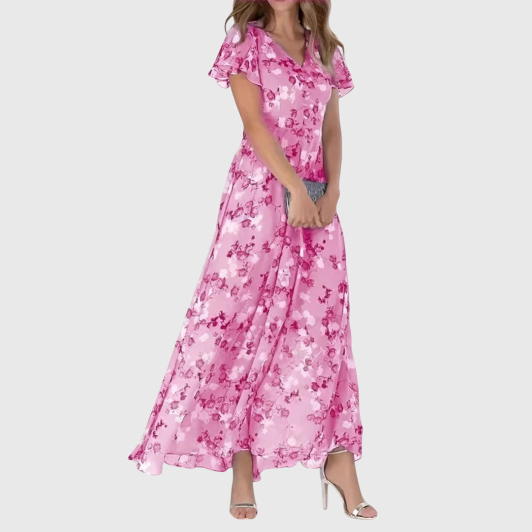 Natalie Women's Floral Chiffon Wrap Maxi Dress 4