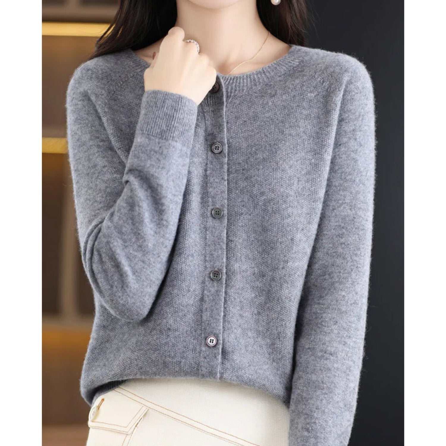Women's Wool Cardigan - Gray