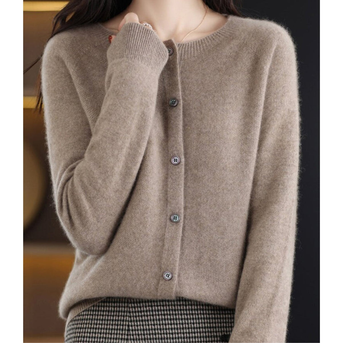 Women's Wool Cardigan - Brown