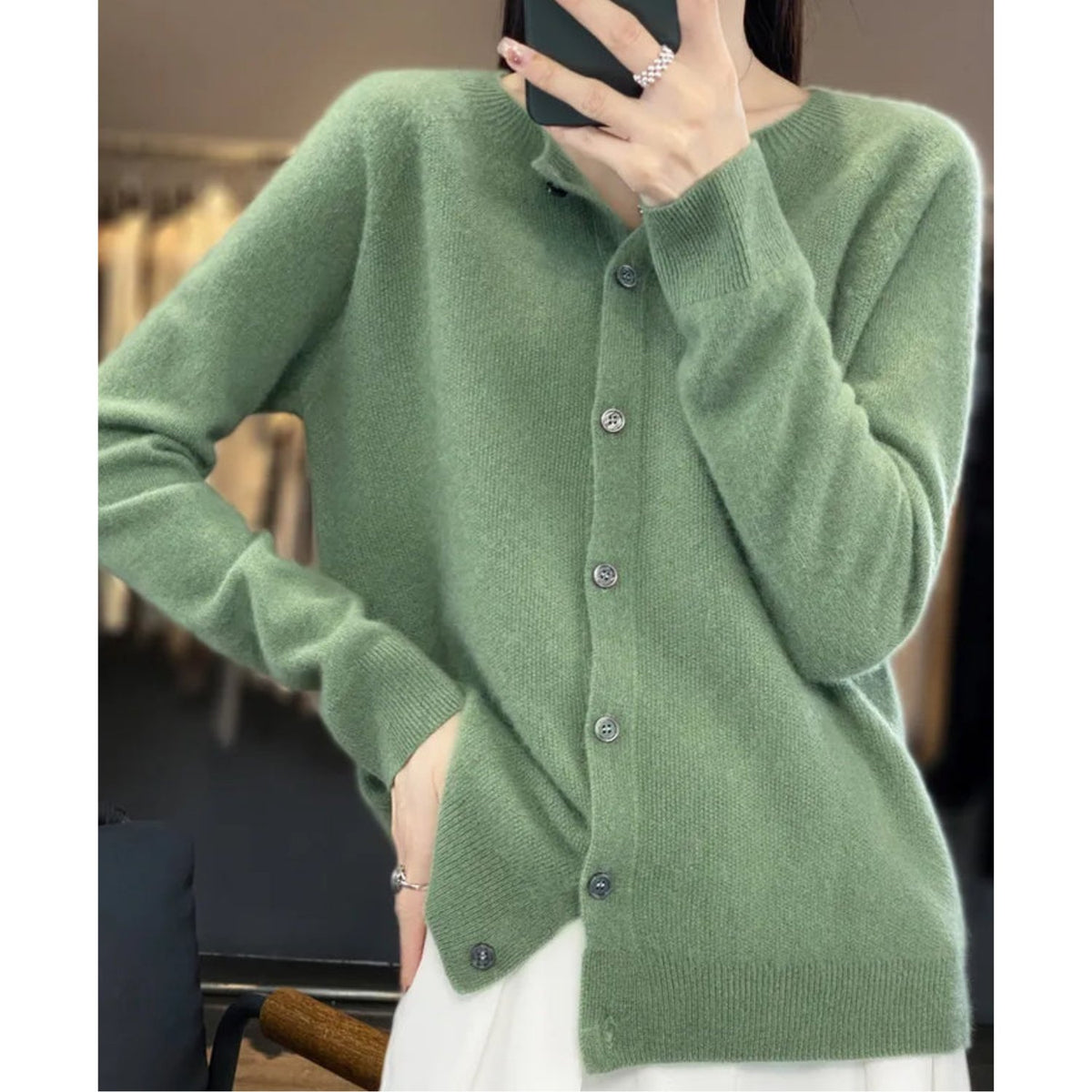 Women's Wool Cardigan - Light green