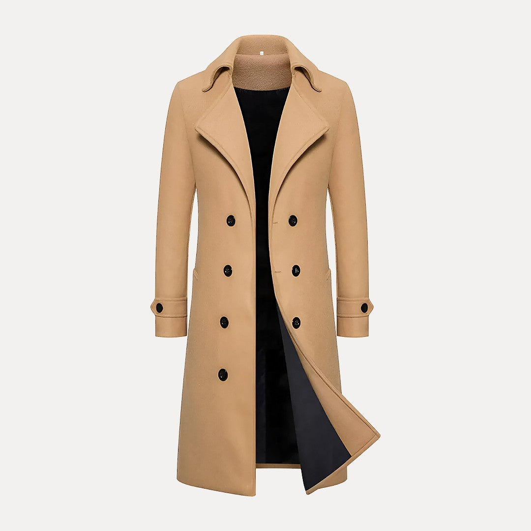 Nicholas Men's Double Breasted Wool Trench Coat 1