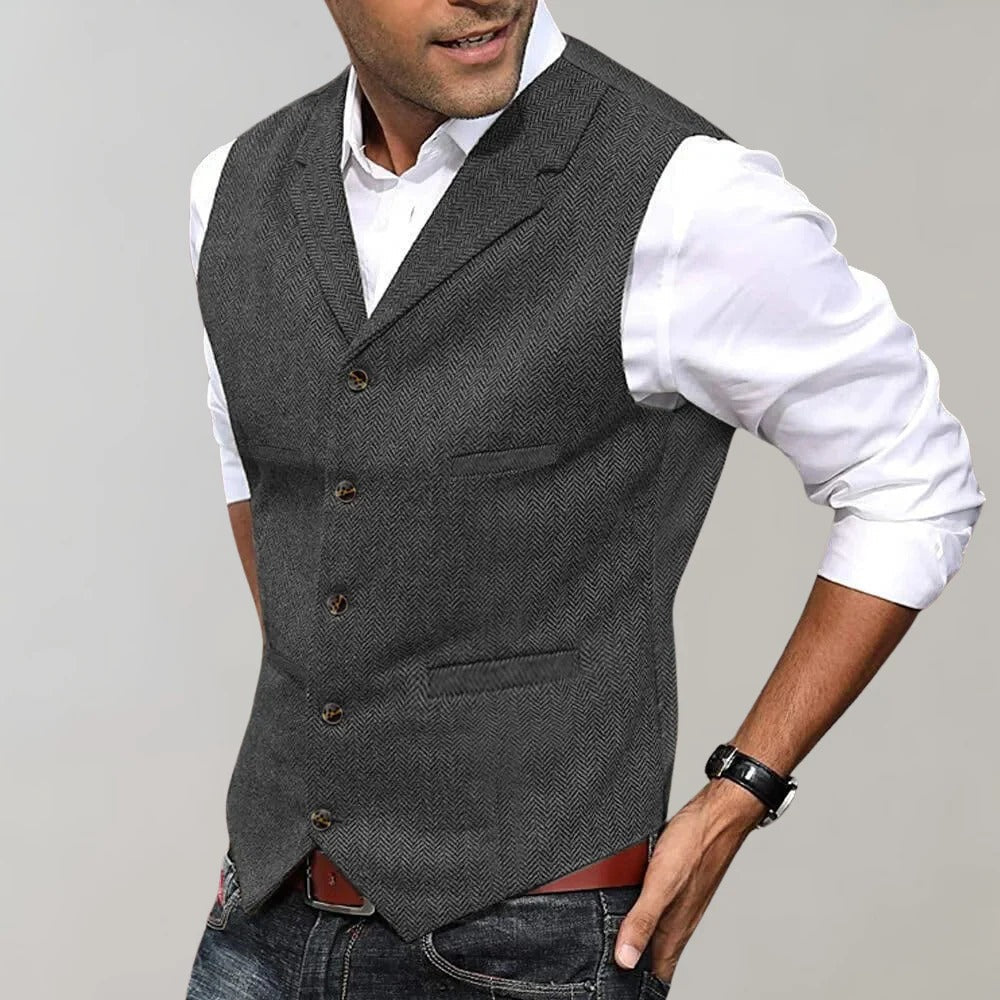 Nicholas Men's Wool Double Breasted Waistcoat 3