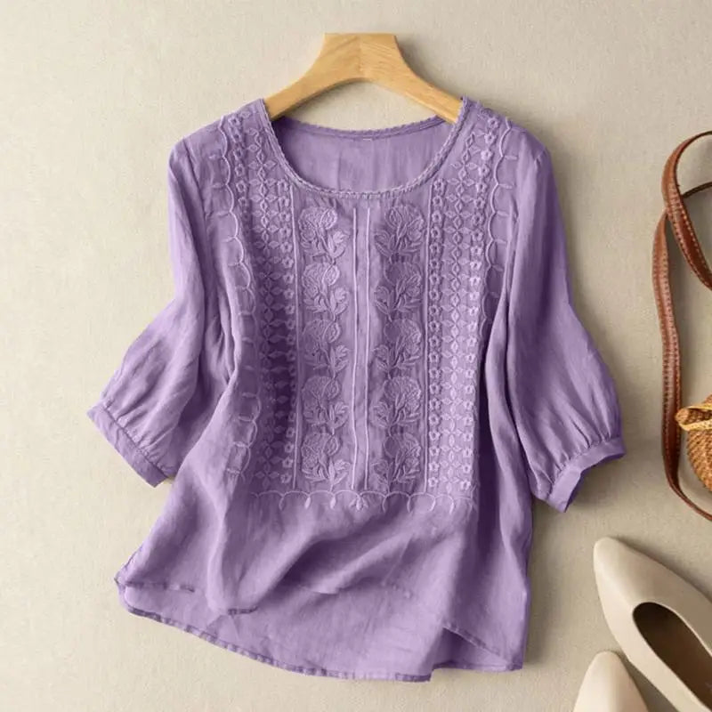 Odette Women's Cotton Embroidered Blouse 4