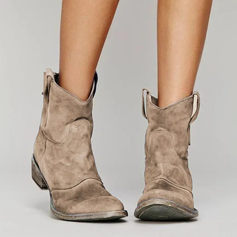 Odette Women's Suede Western Ankle Boots 1