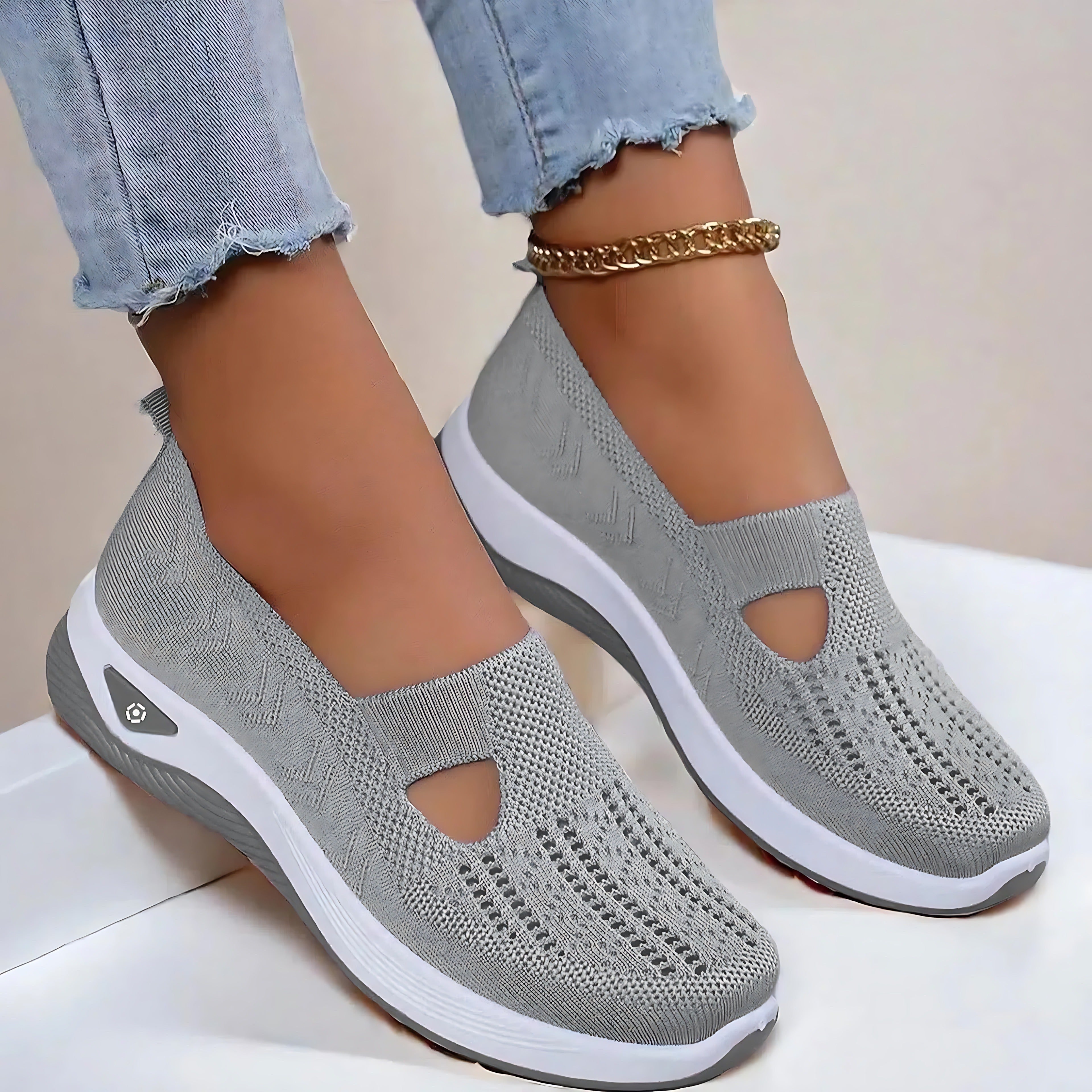 Orthopedic Mesh Walking Sneakers - Gray