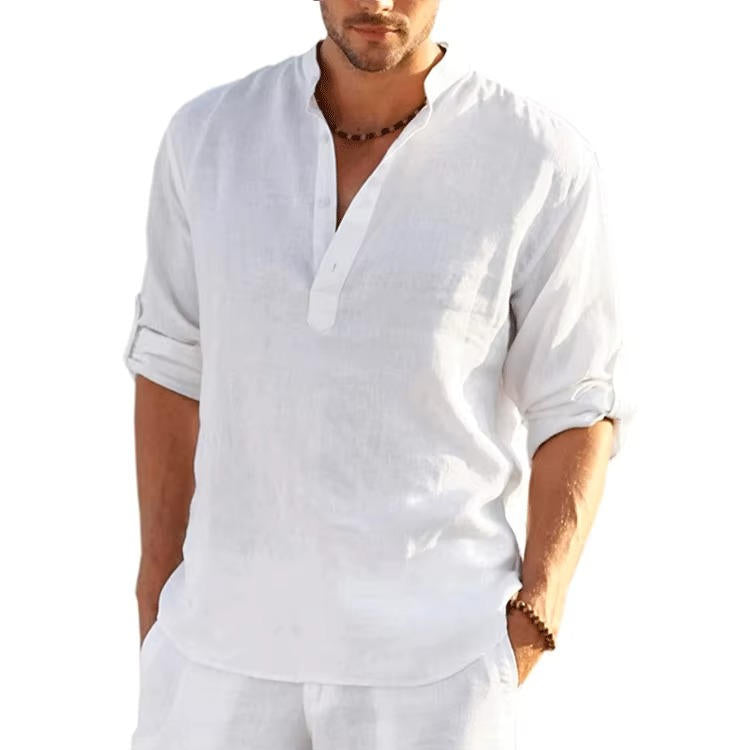 Oscar Men's Linen Pullover Shirt 1