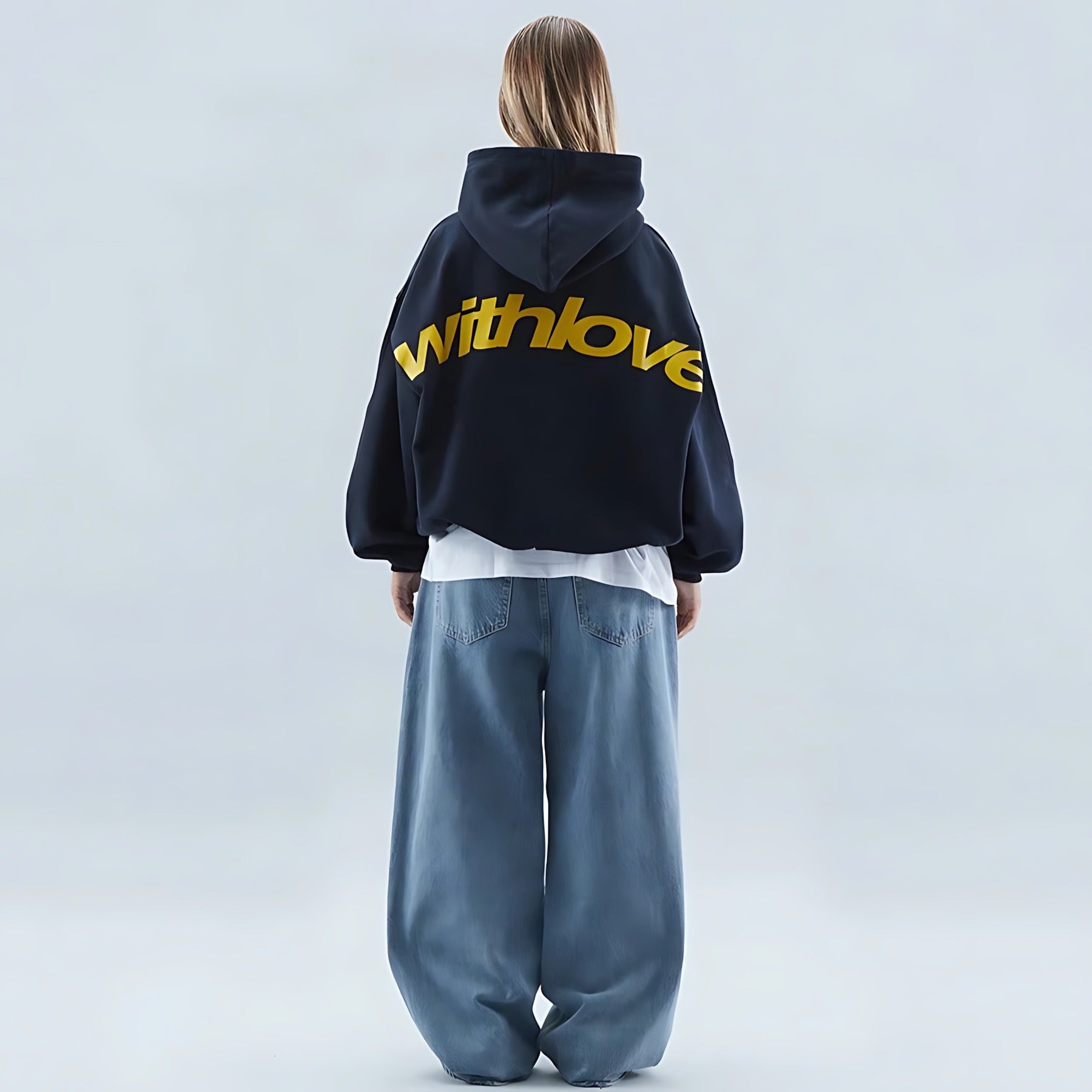 Oversized Graphic Hoodie - Navy