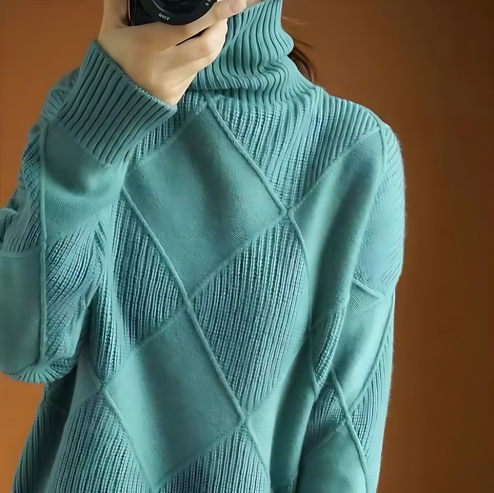 Oversized Turtleneck Sweater - Green