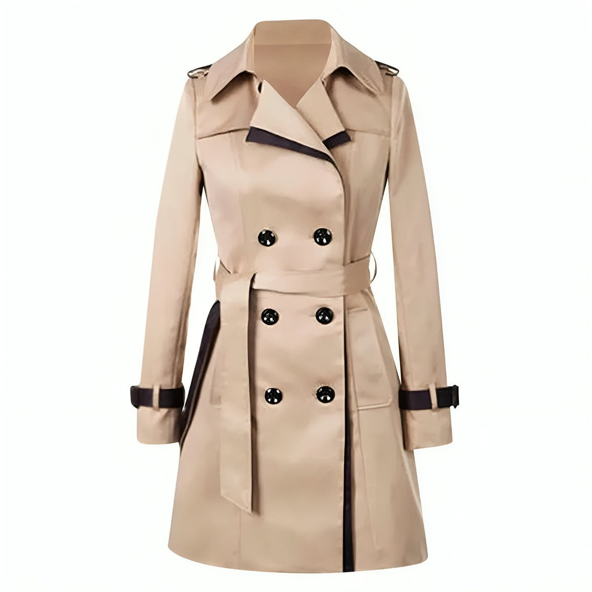 Women's Double-Breasted Trench Coat - Khaki