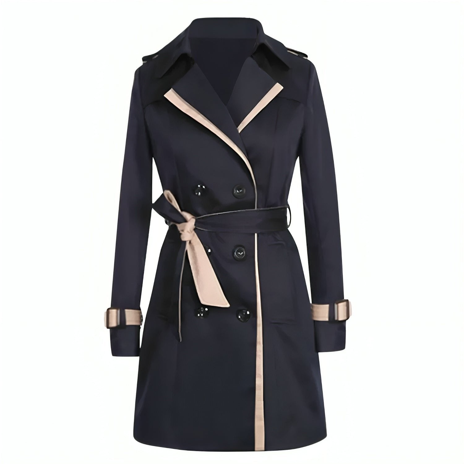 Women's Double-Breasted Trench Coat - Black