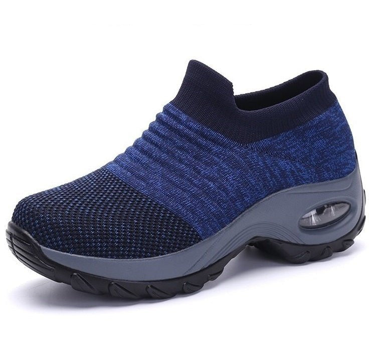 Women's Knit Platform Sneakers - Blue (Grey Sole)