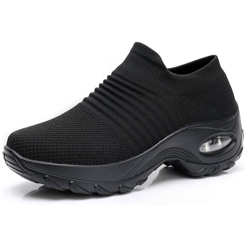 Women's Knit Platform Sneakers - Black