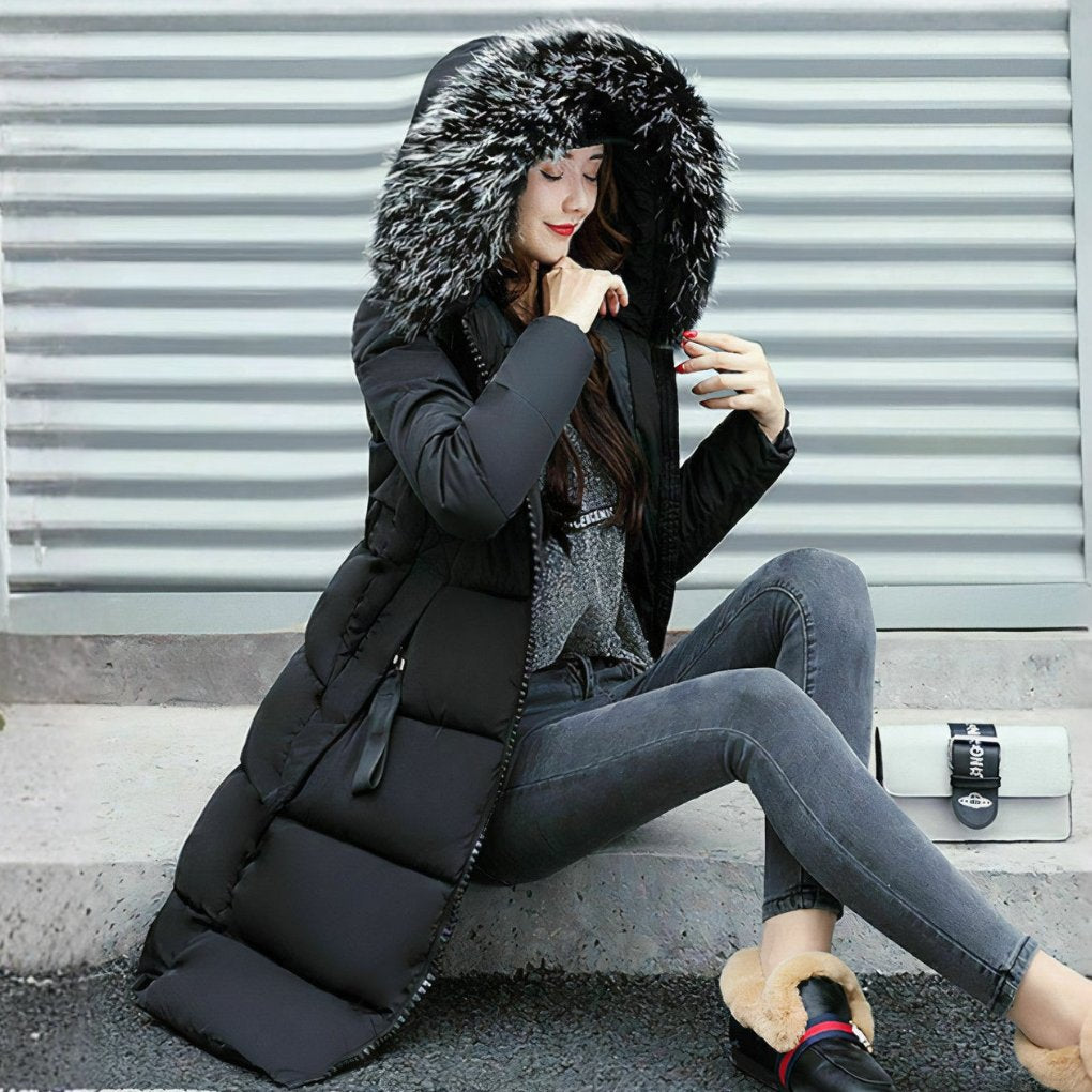Women's Midi Puffer Coat - Black