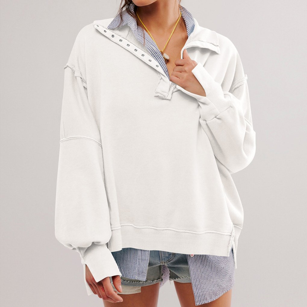 Women's Oversized Pullover Sweatshirt - White