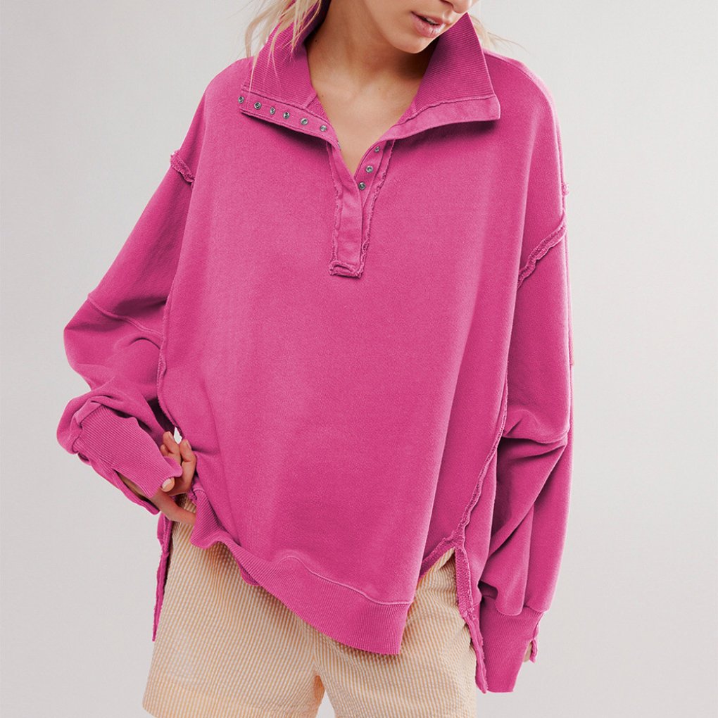 Women's Oversized Pullover Sweatshirt - Pink