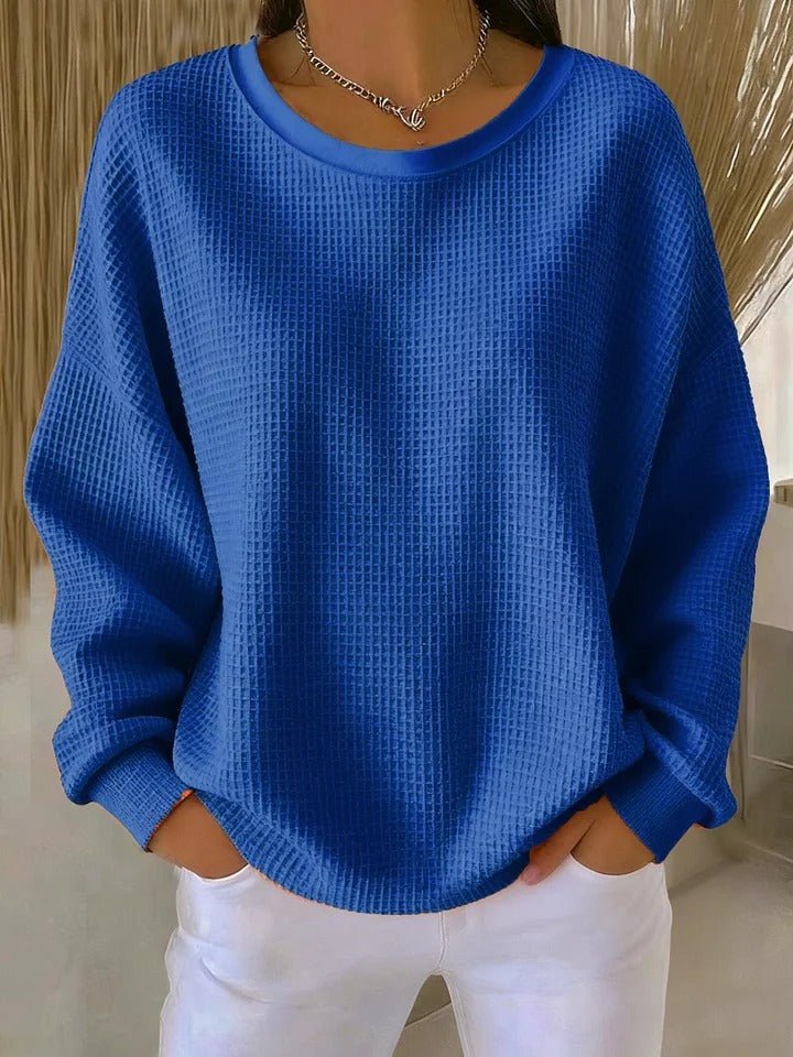 Women's Oversized Waffle Knit Sweater - Blue