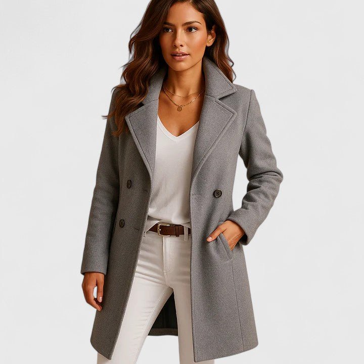 Women's Slim Wool Coat - Gray