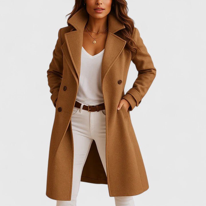 Women's Slim Wool Coat - Camel
