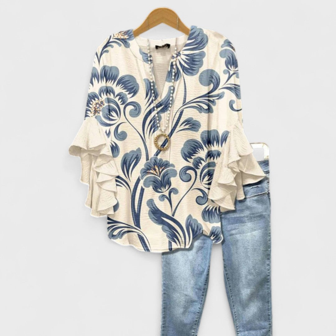 Penelope Women's Floral Ruffle Sleeve Blouse 1