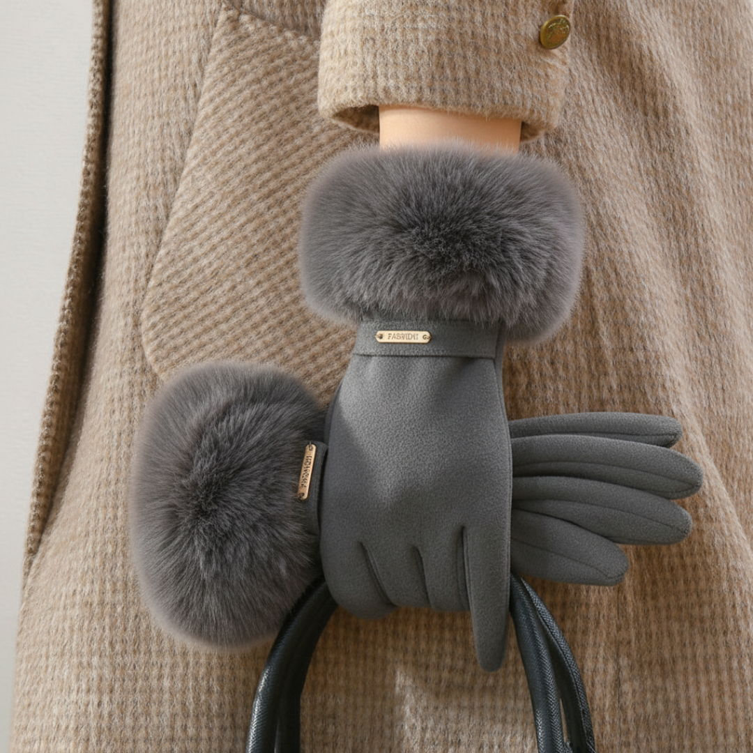 Penelope Women's Leather Fur Trim Gloves 2