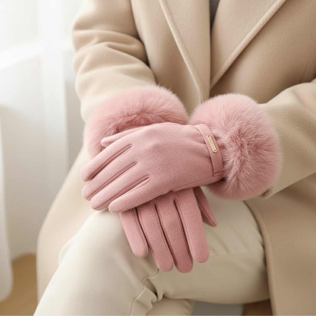 Penelope Women's Leather Fur Trim Gloves 4