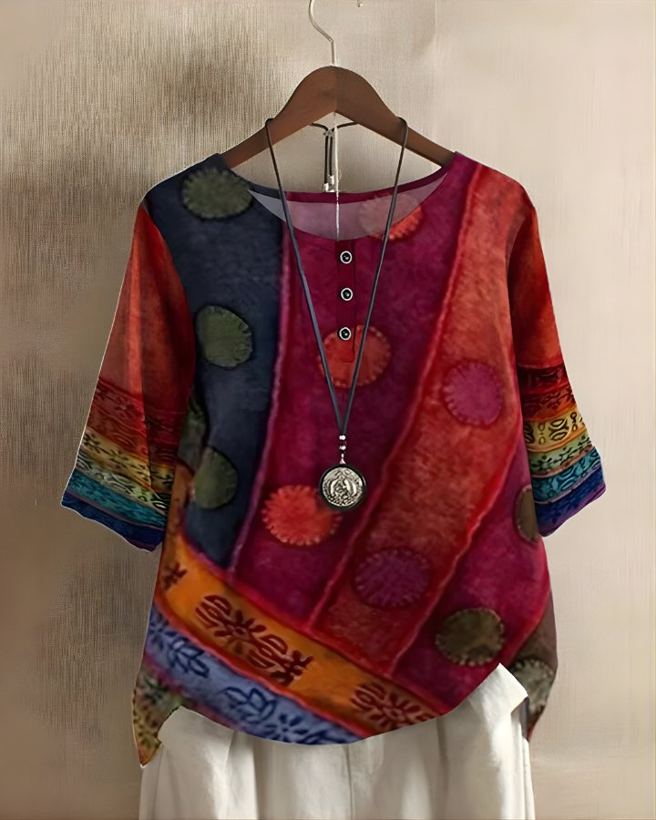 Women's Flowy Boho Blouse - Red