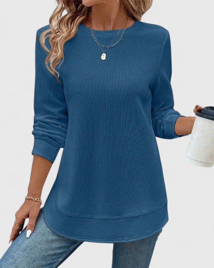 Women's Waffle Knit Tunic Sweatshirt