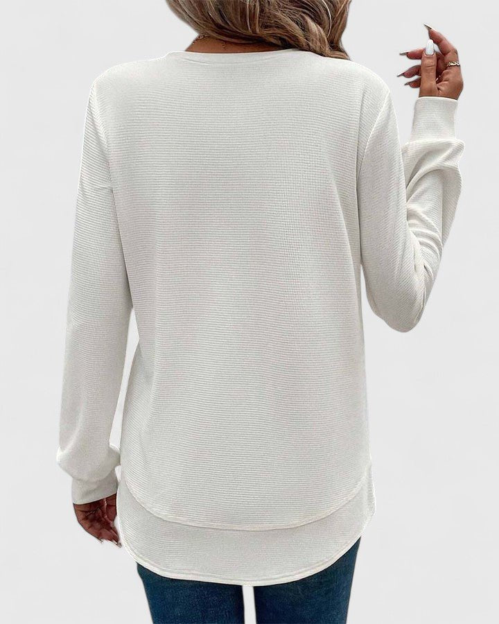 Women's Waffle Knit Tunic Sweatshirt