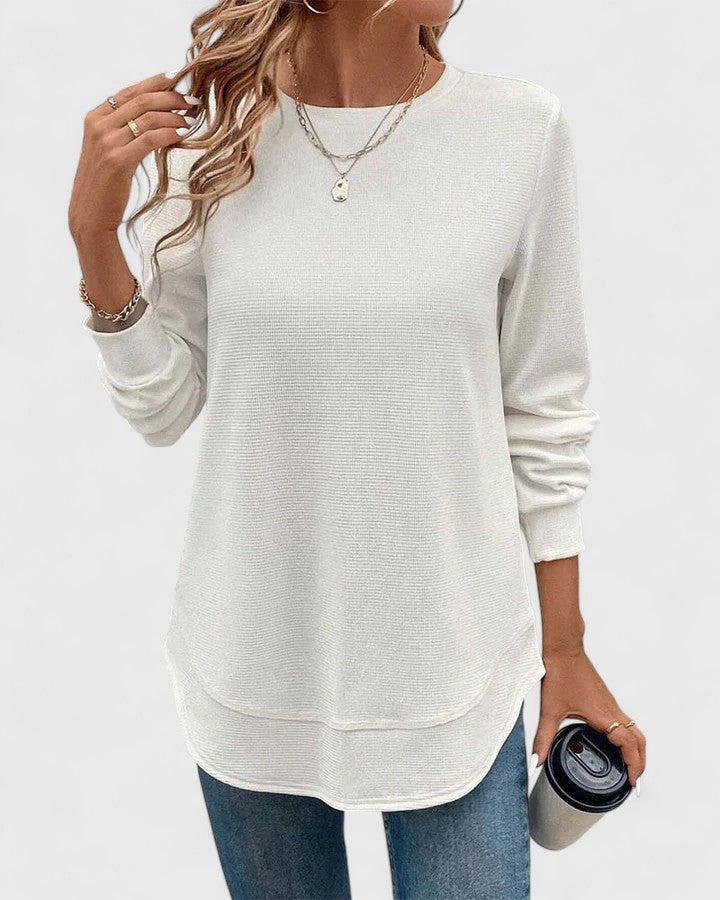 Women's Waffle Knit Tunic Sweatshirt