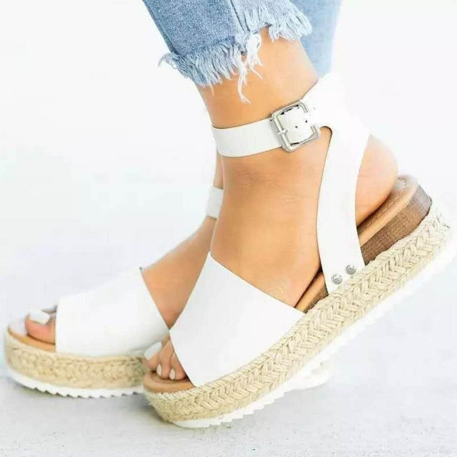 Platform Espadrille Sandals - White