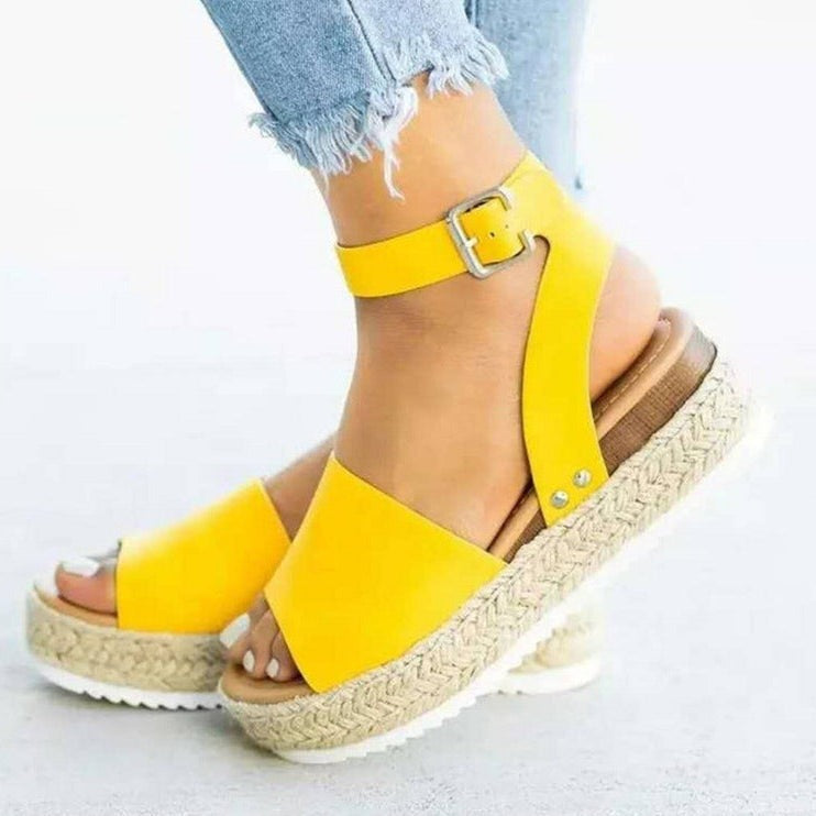 Platform Espadrille Sandals - Yellow