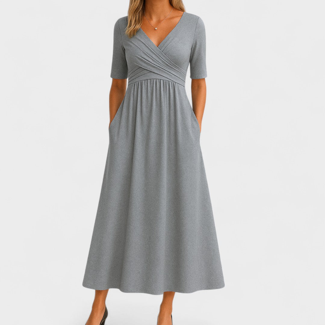 Quinn Women's V Neck Wrap Midi Dress 1