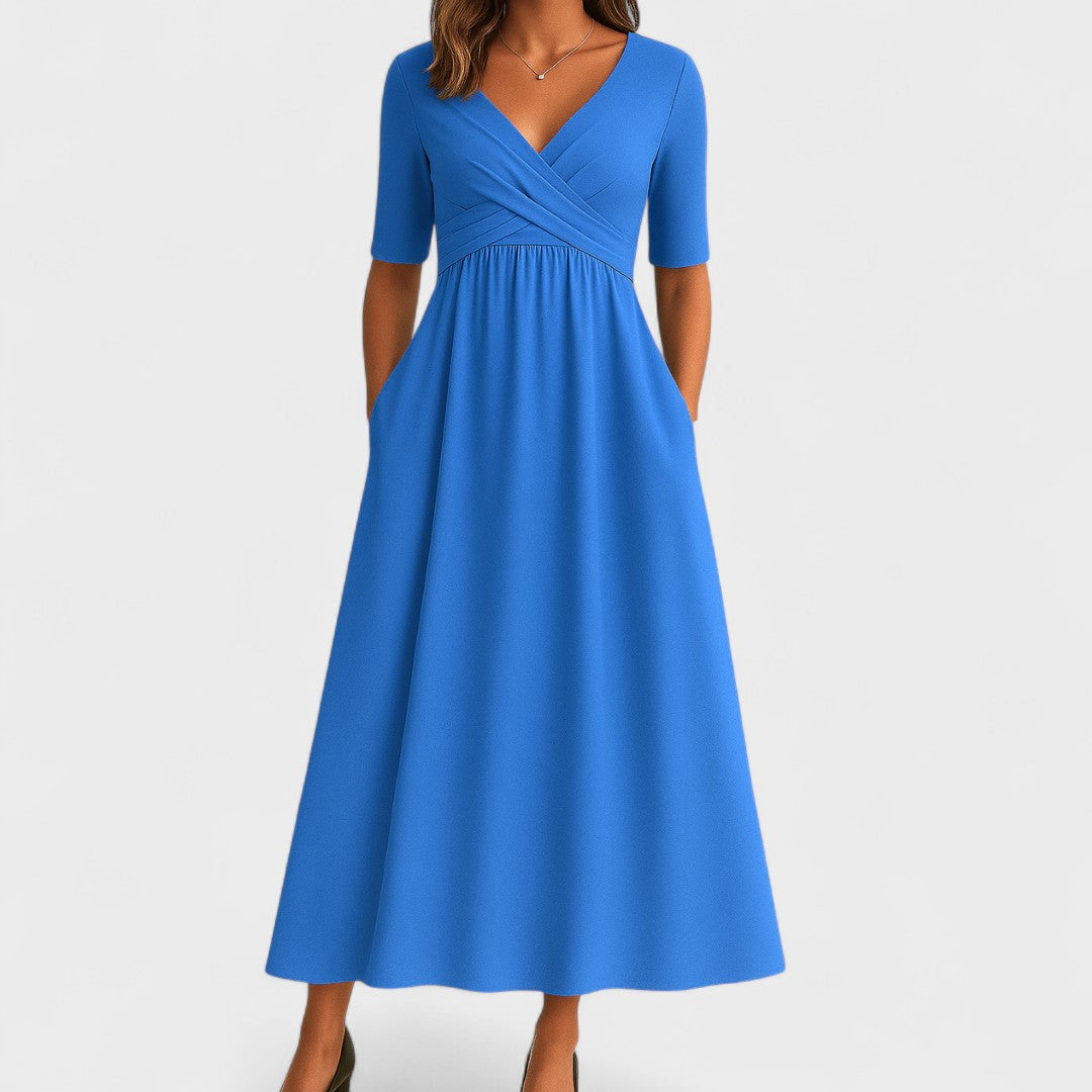Quinn Women's V Neck Wrap Midi Dress 4