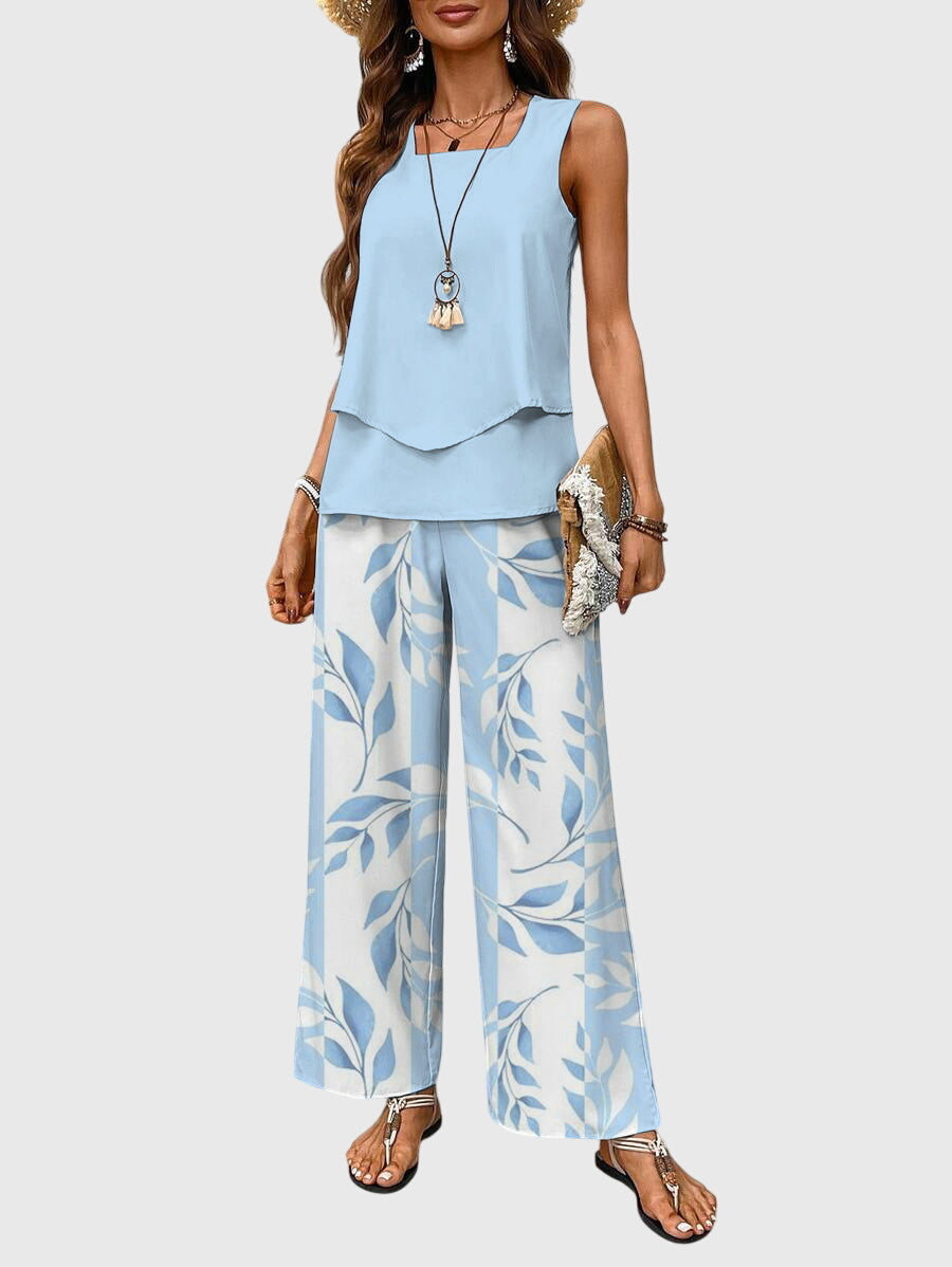Rachel Women's Sleeveless Tank Top & Wide Leg Trouser Set 1