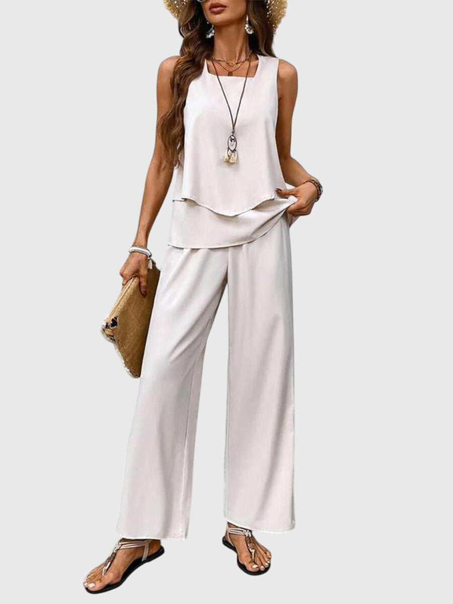 Rachel Women's Sleeveless Tank Top & Wide Leg Trouser Set 5