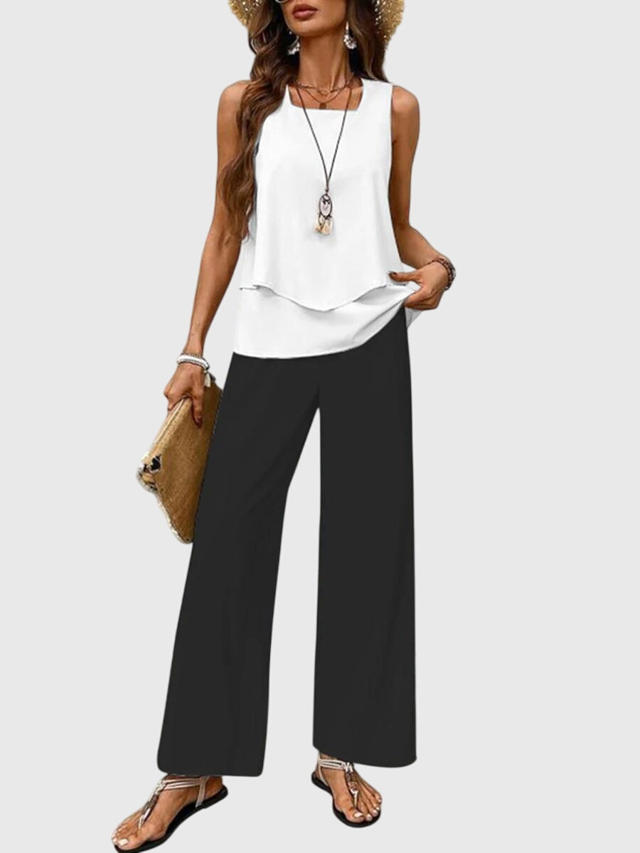 Rachel Women's Sleeveless Tank Top & Wide Leg Trouser Set 8