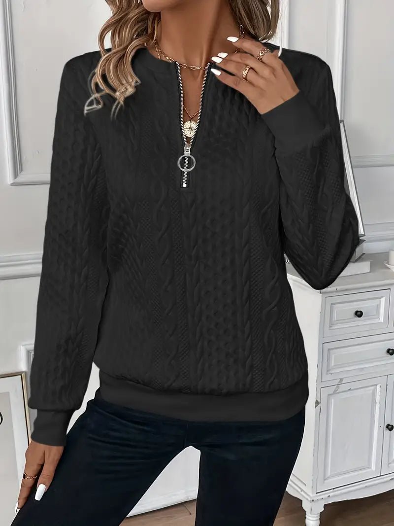 Women's Cable Knit Quarter-Zip Sweater