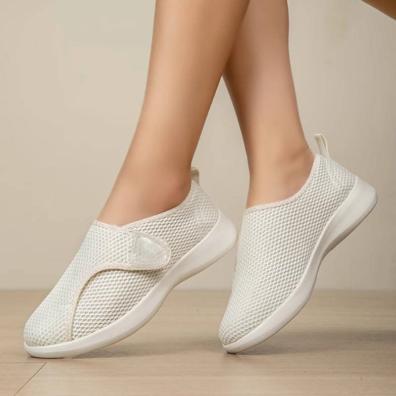 Women's Mesh Slip-On Sneakers - Beige