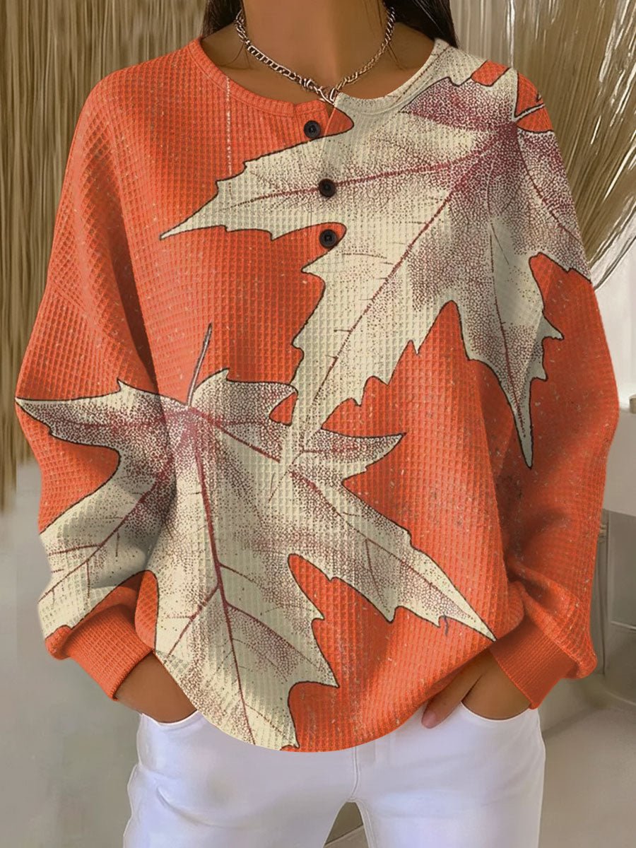 Women's Oversized Henley Sweatshirt - S