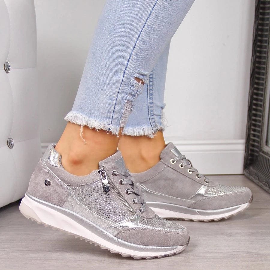Women's Suede Wedge Sneakers - Beige