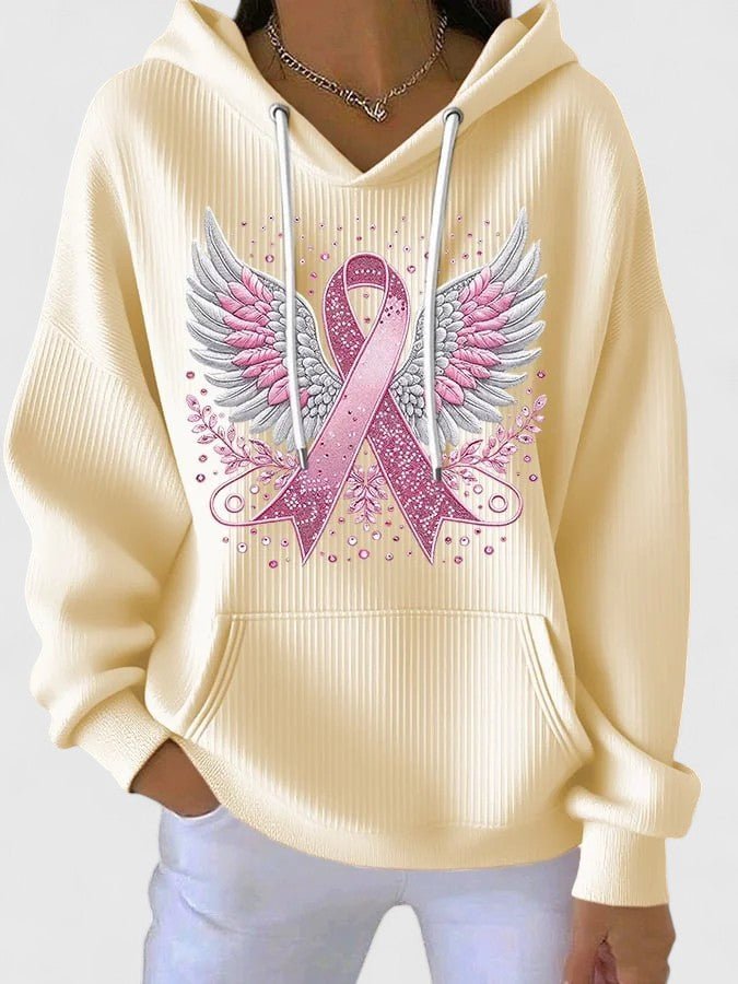Women's Awareness Ribbon Hoodie - Beige