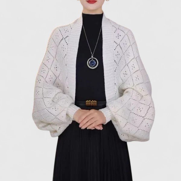 Women's Cropped Wool Cardigan - White