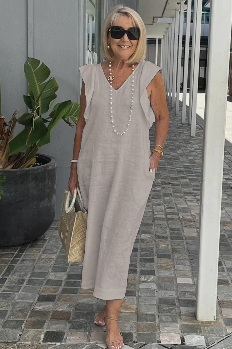 Sleeveless Summer Dress - Apricot