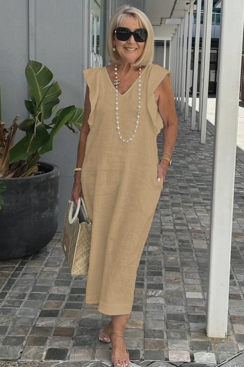 Sleeveless Summer Dress - Khaki