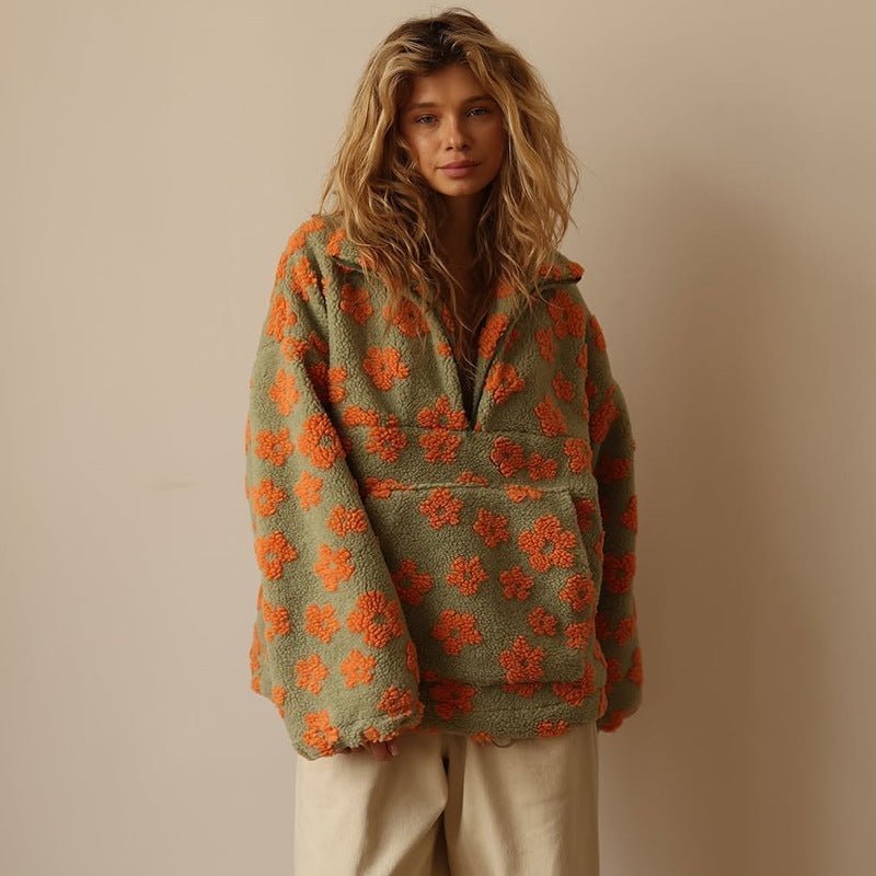 Women's Oversized Floral Sherpa Pullover