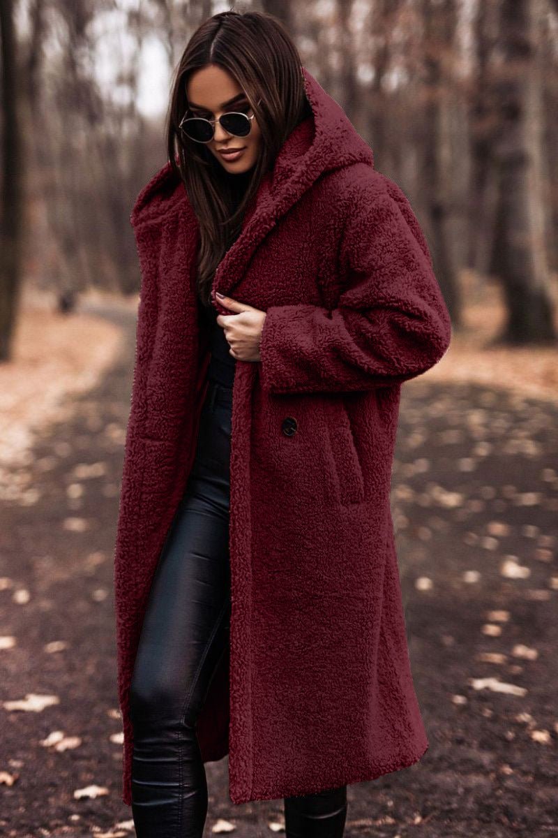 Women's Oversized Teddy Coat - Red